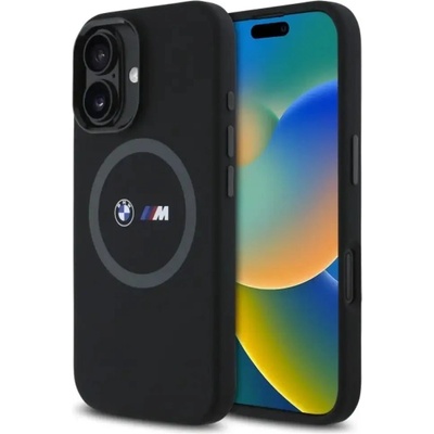 BMW Силиконов калъф MagSafe за iPhone 16 BMW M с щампа - черен (3666339325169)