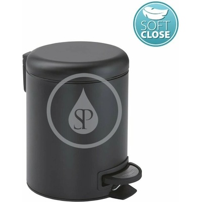 Sapho Gedy Kúpeľňové doplnky - Odpadkový kôš Potty 3 l, SoftClose, čierna mat 320914