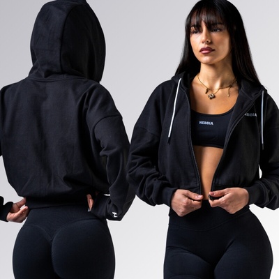 Nebbia Relaxed Zip Hoodie Power 895 Black