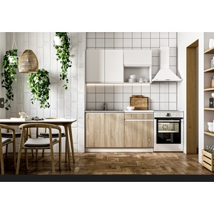 Bogdan Furniture Europe Кухненски ком лект Keti 140, бяло, дъб сонома