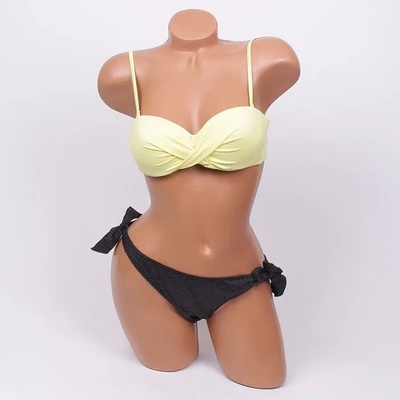Дамски бански в бледожълто и черно -чашка b