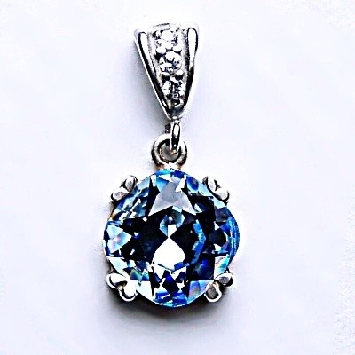 Čištín Stříbrný přívěšek, Swarovski krystal akvamarin P 1225/2