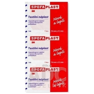 3M Spofaplast č.166, Textilná náplasť 7,6 cm x 5,1 cm