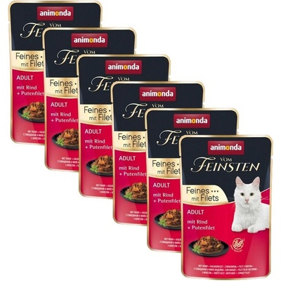 Animonda Vom Feinsten Cat Adult hovädzie a morčacie filety 6 x 85 g