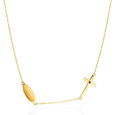 SAVICKI Колие с кръстче savicki: злато, рубин