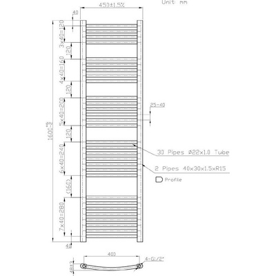 Novaservis 1600 mm x 450 mm 450/1600,1