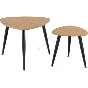 Halmar К-кт 2x Странична маса NICEA Ø 40/60 см златист дъб/черен (HA0083)