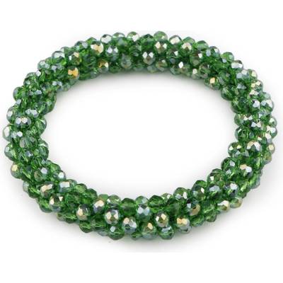 Náramek / gumička z broušených korálků zelená 1 ks