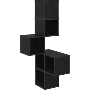 vidaXL Стенен ъглов рафт Черен дъб 48 x 48 x 120 см (8012229)