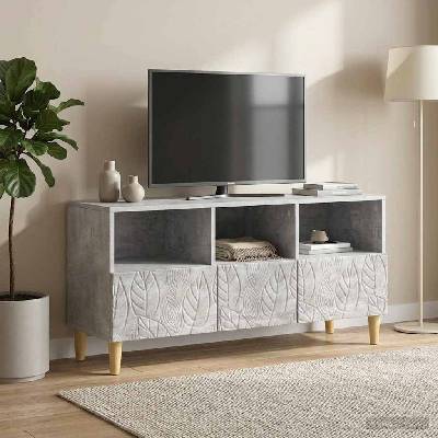 vidaXL ТВ шкаф 102 x 34, 5 x 50 см Бетонно сиво Инженерна дървесина (895138)