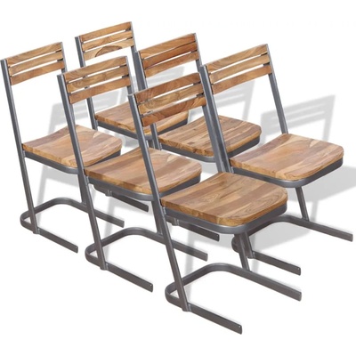 vidaXL Трапезни столове, 6 бр, тиково дърво масив (274358)