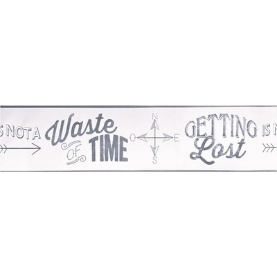 Vinylové bordury na zeď L73809, rozměr 13,25 cm x 5 m, Waste of Time - bílý, Ugépa – Zboží Dáma