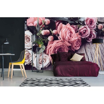 DIMEX ART s. r. o Самозалепваща се флизелинова фототапета розови и бежови рози 375 x 250 см