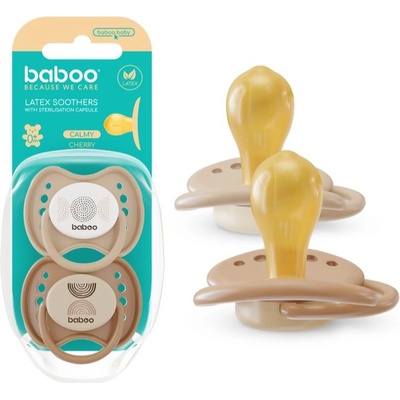 Baboo Soothers Round Latex with Case dudlík Au Naturale 2 ks