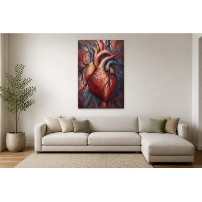 Obraz na plátně – Lidské srdce a cévní síť 90 × 135 cm