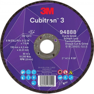 3M Cubitron 3 Brúsny a rezný kotúč 150 x 4,2 x 22,23 mm P36 T27 94888