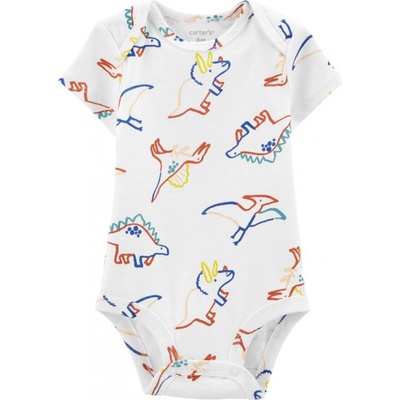 CARTER'S Body krátký rukáv Ivory Dino chlapec