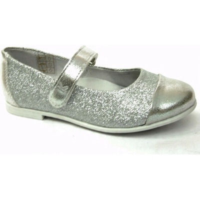 Kornecki 6098 baleríny stříbrné brokátové baletky pásek