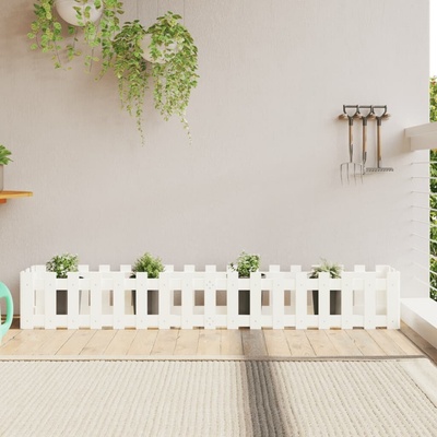 vidaXL Vyvýšený záhon plotový design 200x30x30cm Bílá borovice