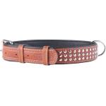 COLLAR Кожен нашийник с метално приложение - 46 - 60см, 35мм - кафяв