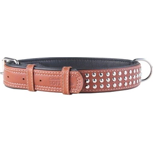 COLLAR Кожен нашийник с метално приложение - 46 - 60см, 35мм - кафяв