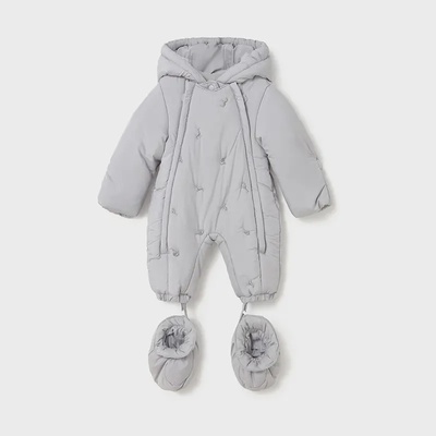 Mayoral Зимен космонавт за новородено момче в светлосив цвят с бродирани животни Mayoral