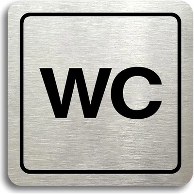 Accept Piktogram „WC“ (80 × 80 mm) (strieborná tabuľka – čierna tlač)