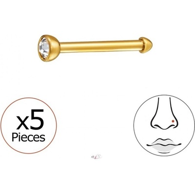 All4Silver náušnice piercing do nosu zlatý S2990