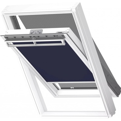 Velux DOP MK08 DKL SWL 1100 tmavě modrá + markýza, bílé lišty