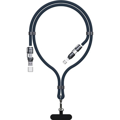 Dudao L20MAX multifunkční 4v1 s popruhem na na rameno / USB-A / USB-C / Apple modrý