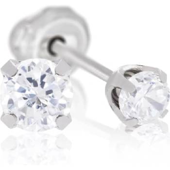 Inverness Сребърни обеци Inverness 14K с бели камъни 5 мм (модел 138E)