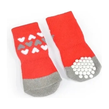 Camon Dog socks - hearts fantasy - Кучешки чорапи, червени 4 броя - XL - 5см
