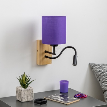 Brilagi - LED Аплик NUBILA WOOD 1xE27/25W/230V + LED/3W дъб/лилава (BG1564M)