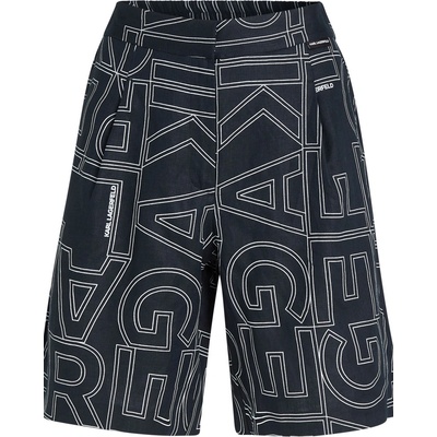 Karl Lagerfeld šortky PRINTED LINEN SHORTS černá