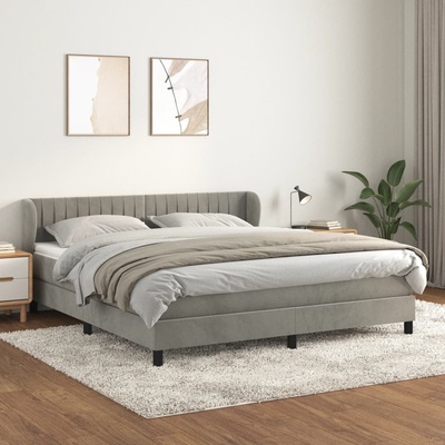 Petrashop 3127625 boxspring postel s matrací světle šedá samet