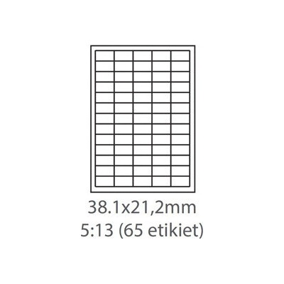 etikety samolepiace 38,1mm x 21,2mm univerzálne biele 65ks/A4 (100 listov A4/bal.) ECO-03802100