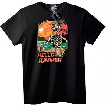 NOONEBRAND Тениска Здравей Лято Скелет - 7XL, Black