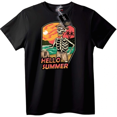 NOONEBRAND Тениска Здравей Лято Скелет - 7XL, Black