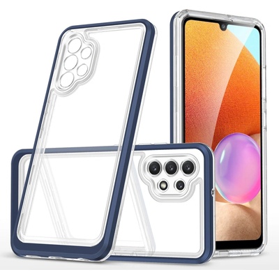 HQWear Прозрачен кейс 3в1 за Samsung Galaxy A32 5G с гел рамка, син (9145576242704)