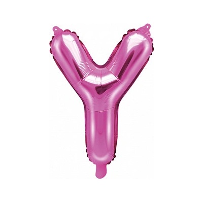 PartyDeco Fóliový balón Mini Písmeno Y 35 cm ružový