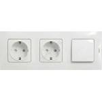Legrand Legrand-Двойна домашна розетка SCHUKO 250V/16A и един ключ № 1 с бяла рамка NILOE (LR0113F)
