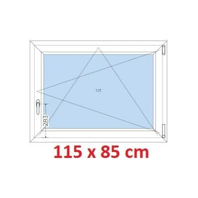 Soft Plastové okno 1150 x 850 mm, otevíravé a sklopné, Antracit struktura/bílá, levé
