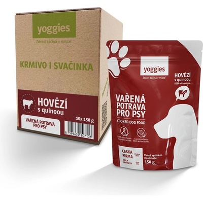 Yoggies Vařená potrava hovězí maso s quinoou 10 x 150 g