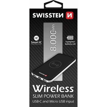 Swissten WIRELESS SLIM 8000 mAh USB-C INPUT