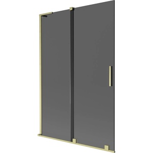 Mexen Velar L параван за вана с 2 крила, плъзгащ се, 120 x 150 см, графит, златно четкаво - 896-120-003-41-55 (896-120-003-41-55)