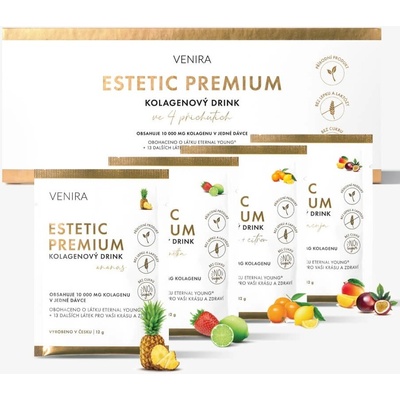 Venira Estetic Premium kolagenový drink pre krásné vlasy nechty a pleť mix príchutí 40 vreciek