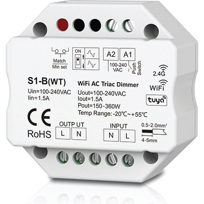 ELMARK S1-b(wt) 1 КАНАЛЕН tuya&rf ТРИАК ДИМЕР ЗА КОНЗОЛА (195125)