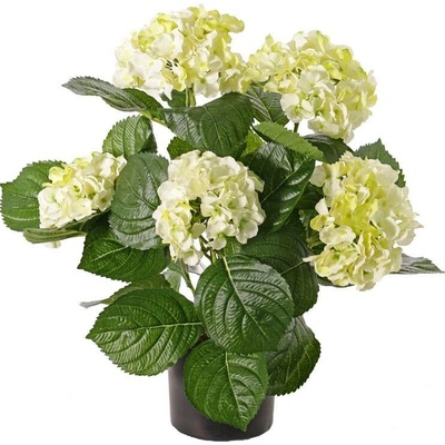 Umělá květina Hortenzie krémová luxe v květináči, 36cm