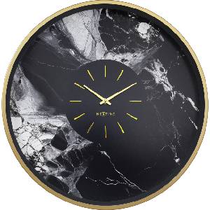 NeXtime Стенен часовник Marble Duo черно-златист (3539GO)