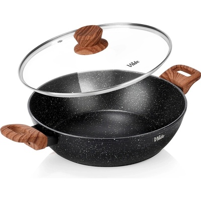 Vilde Hlboká granitová panvica so sklenenou pokrievkou 28 cm 3,5 l – Granitica Wood